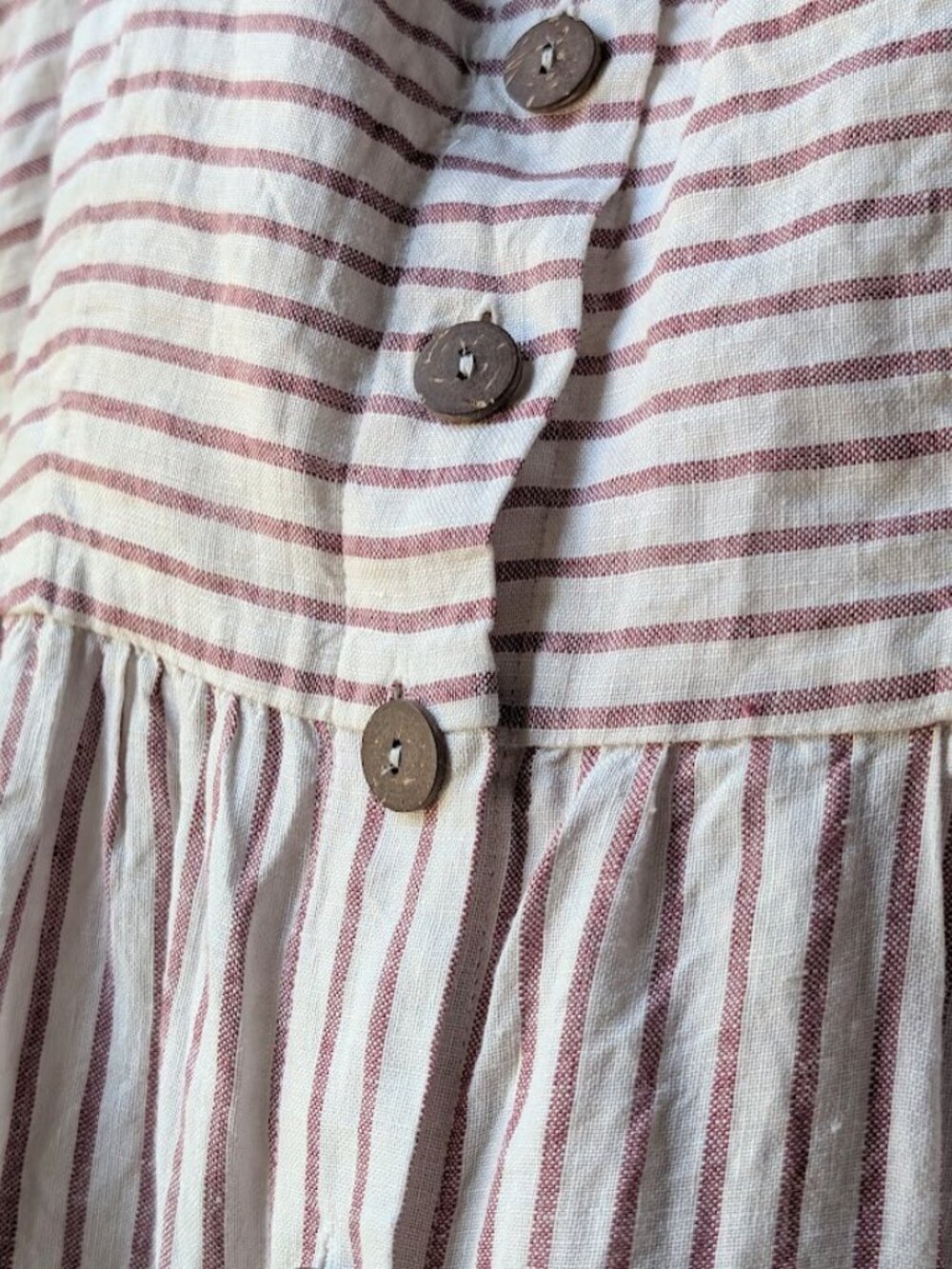 Artisan NY Linen Jumper Dress Red White Stripes Button Front Lagen Look Sz:4 - Picture 4 of 14